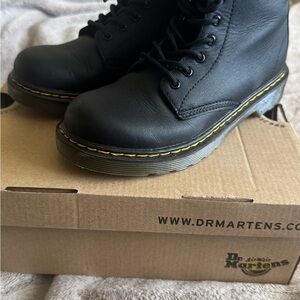 Dr. Martens Black Boots with Yellow Stitching